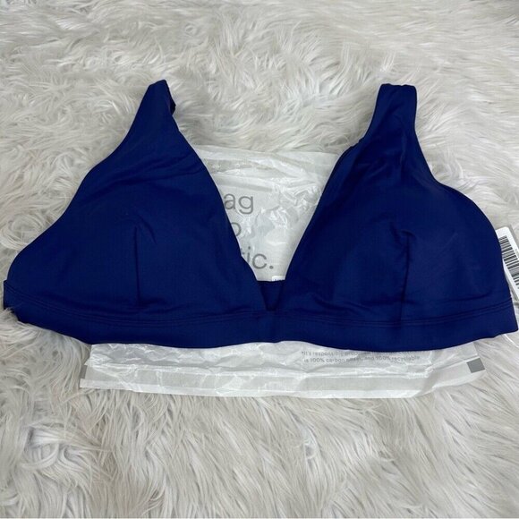 Everlane Women's NWT Blue Dusk The ReNew Plunge Triangle Swim Top XL/C40.5 - Picture 2 of 11